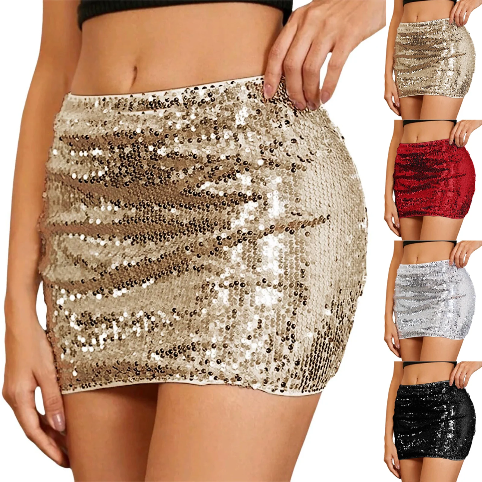 

Ladies' Chic Sexy Glitter Short Skirt Elastic Waist Party Carnival Costume Fashionable Daily Streetwear Skinny Mini Skirt