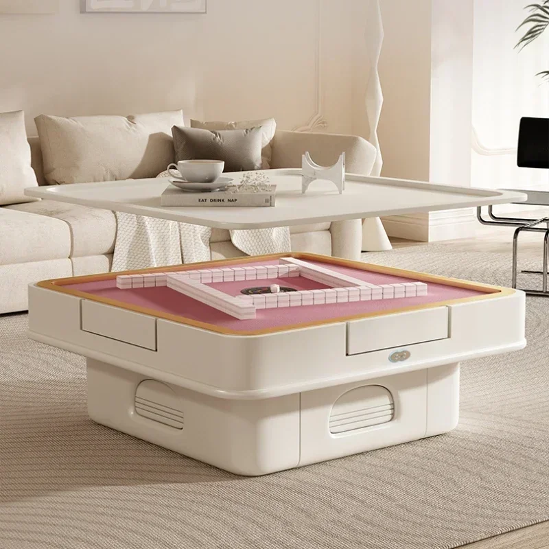 hot sale Mahjong Table Automatic Coffee Table Double-Use Living Room Home Small Apartment Multi-Function Lifting Cream Style