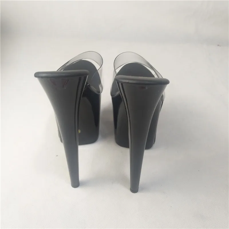 8 inch pole dancing shoes, 20 cm high heel buckle decoration, model stage transparent vamp summer dance shoes