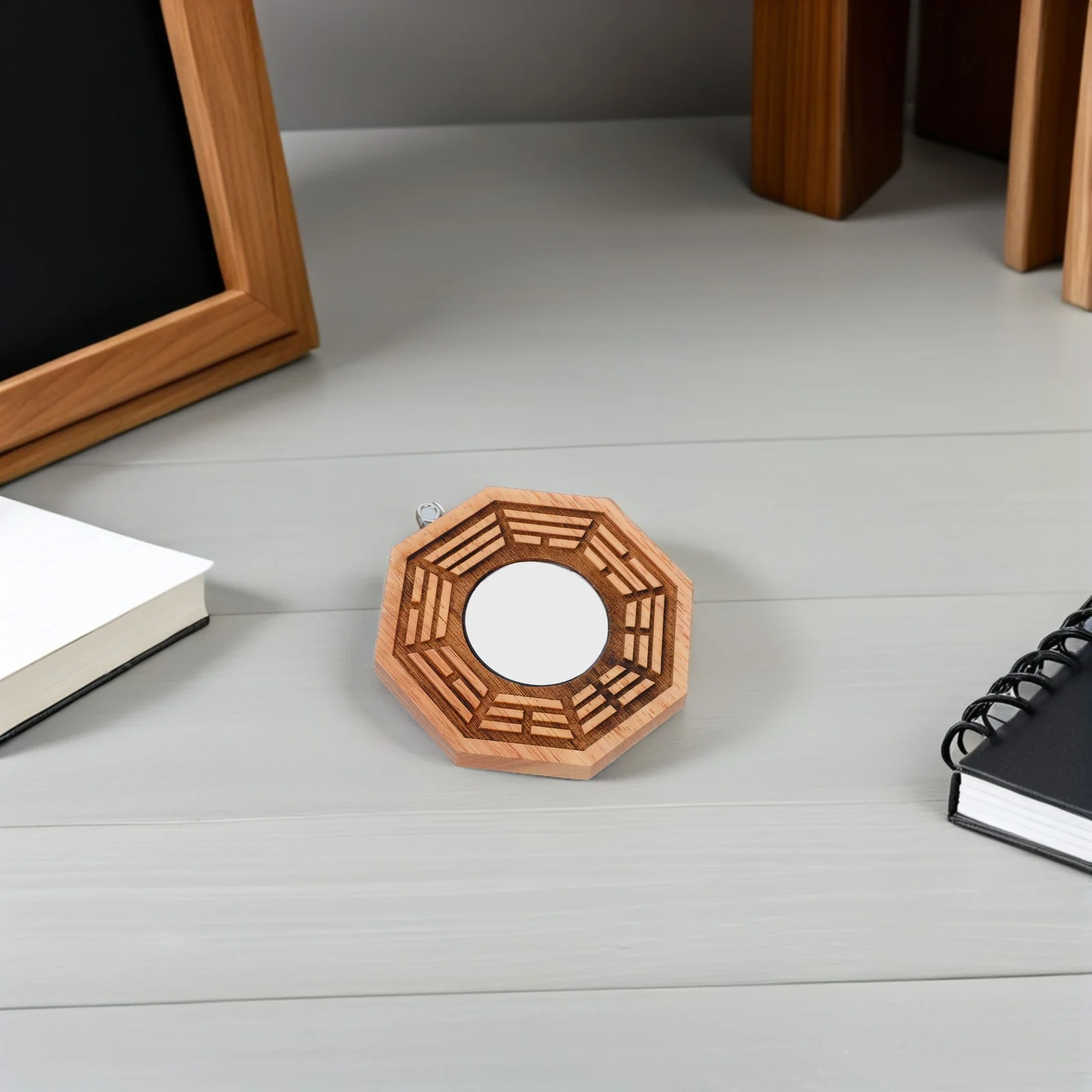 

1pcs Wooden Bagua Mirror Handcrafted Feng Shui Protection Charm Convex Lucky Mirror For Home Office Wealth Success Decor