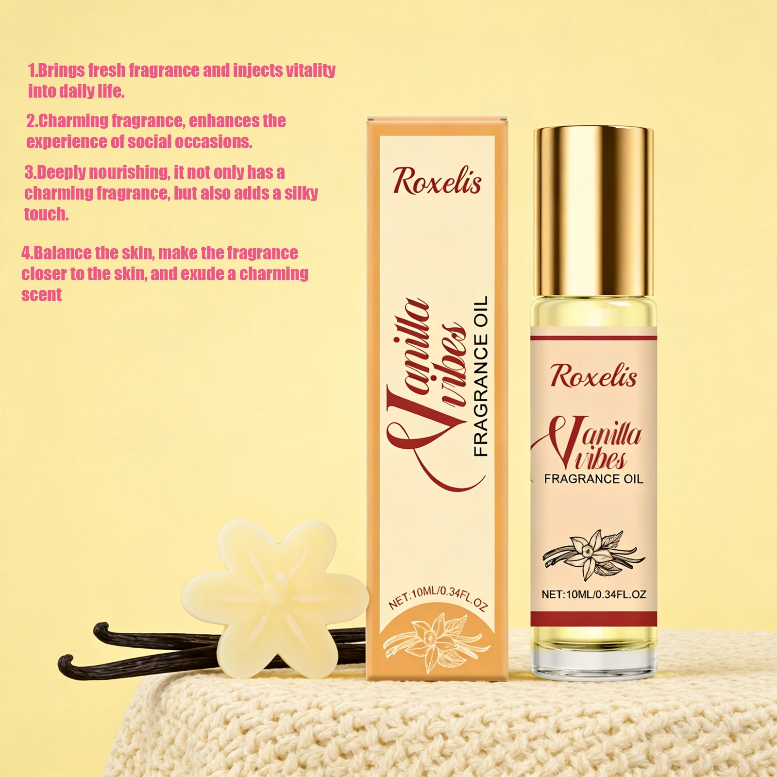 

Парфюм-роллер Roxelis 10 мл с ароматом ванили, элегантный, свежий, нежный, портативный дезодорант для тела, идеально подходит для ежедневного использования и свиданий.