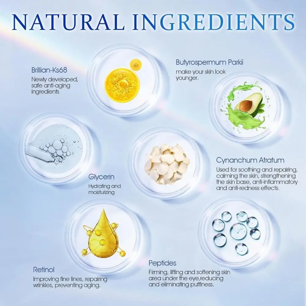 50ML New Dark Circles Retinol Under Eye Cream Fade Wrinkles Fine Lines Skin Care Treatment Eye Cream for Women and Men