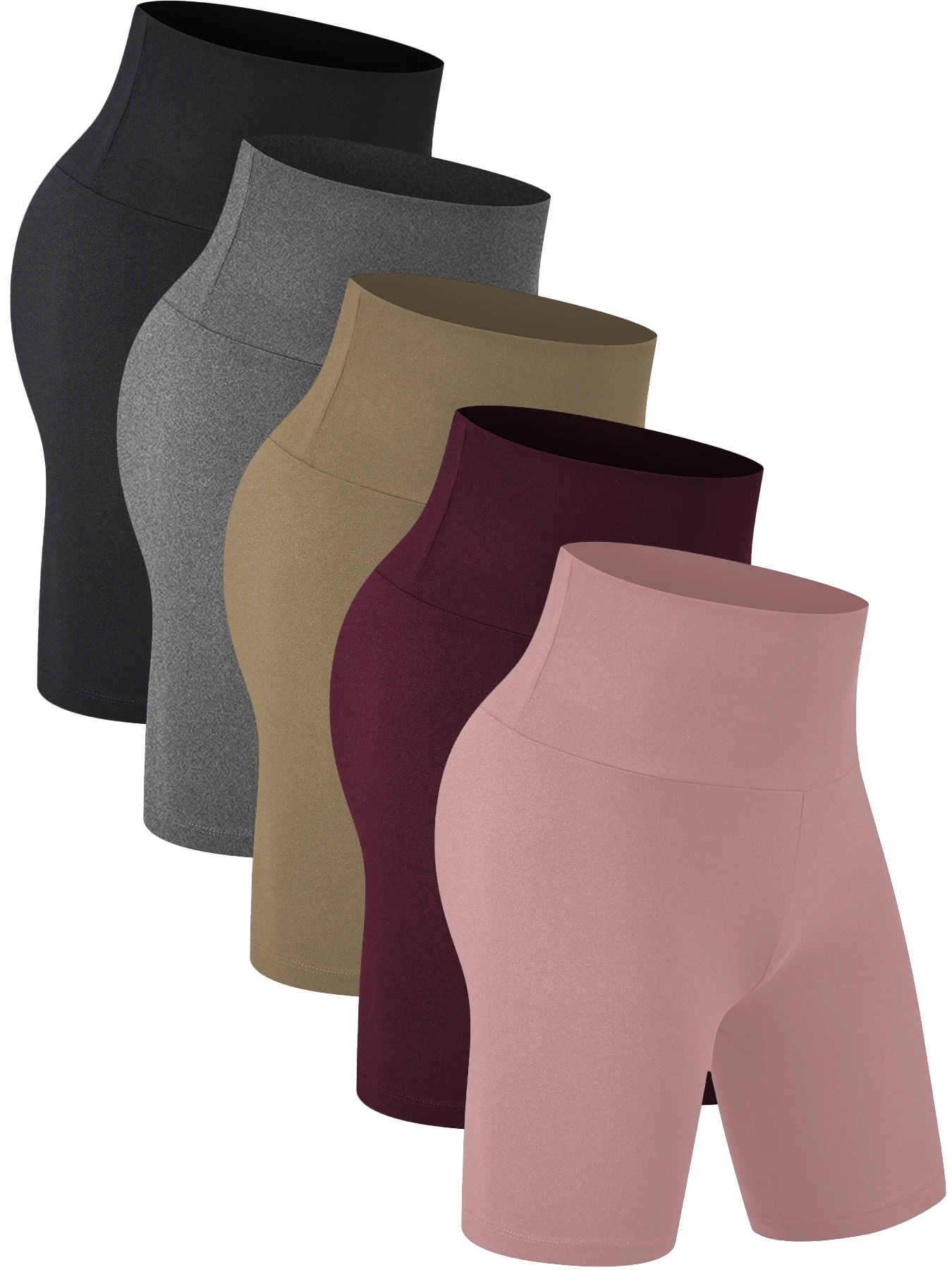 

5 Pack Women's High Waisted Biker Shorts Super Soft Tummy Control No See Through Workout Yoga Running Push Up Gym Fitness Shorts