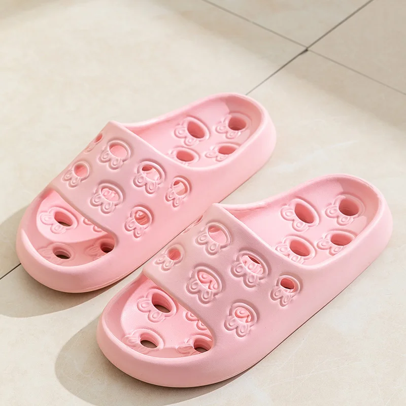 Quick Drying Drainage Bathroom Slippers Women Men EVA Soft Sole Hollow Shower Slides Non-Slip Silent Home Sandals Couple Shoes - view 2