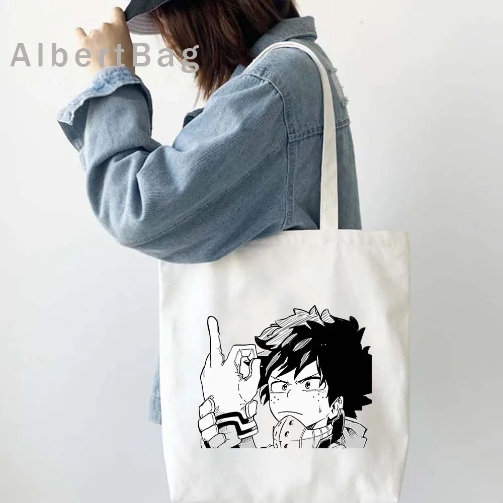 Cute Cartoon Anime My Hero Academia Deku Todoroki Tsuyu Bakugo Genius Himiko Canvas Shoulder Totes Bag Harajuku Shopper Handbags