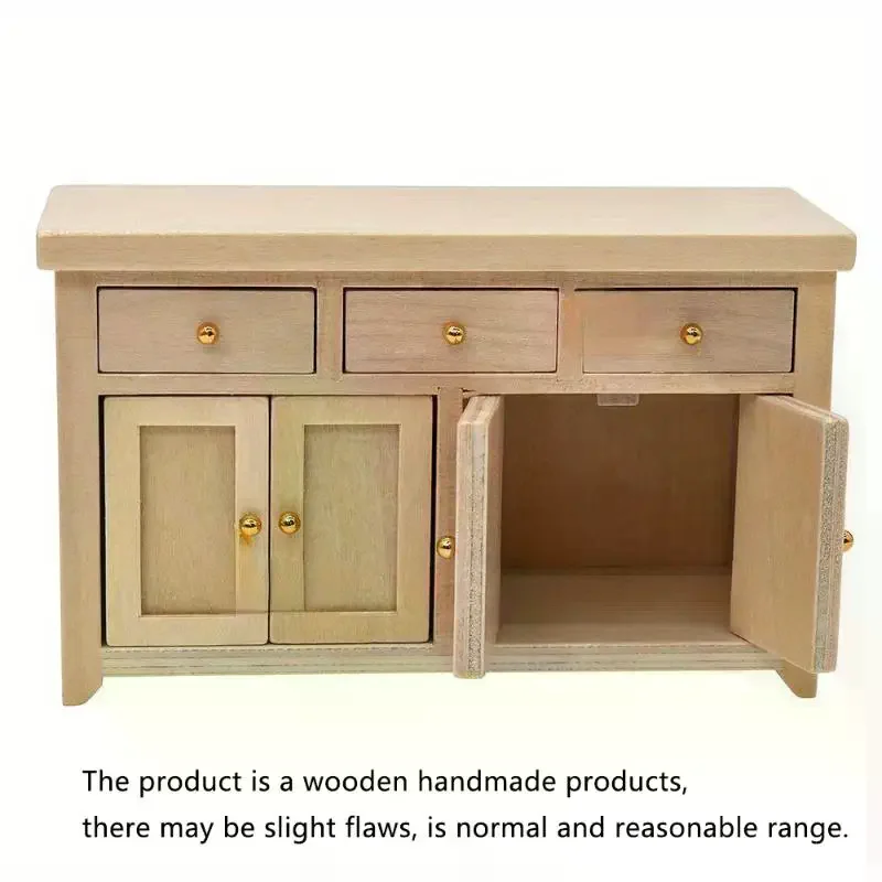 1 Stuks 1/12 Schaal Poppenhuis Kast Woonkamer Miniatuur Berken Poppenhuis Simulatie Opbergkast DIY Accessoires