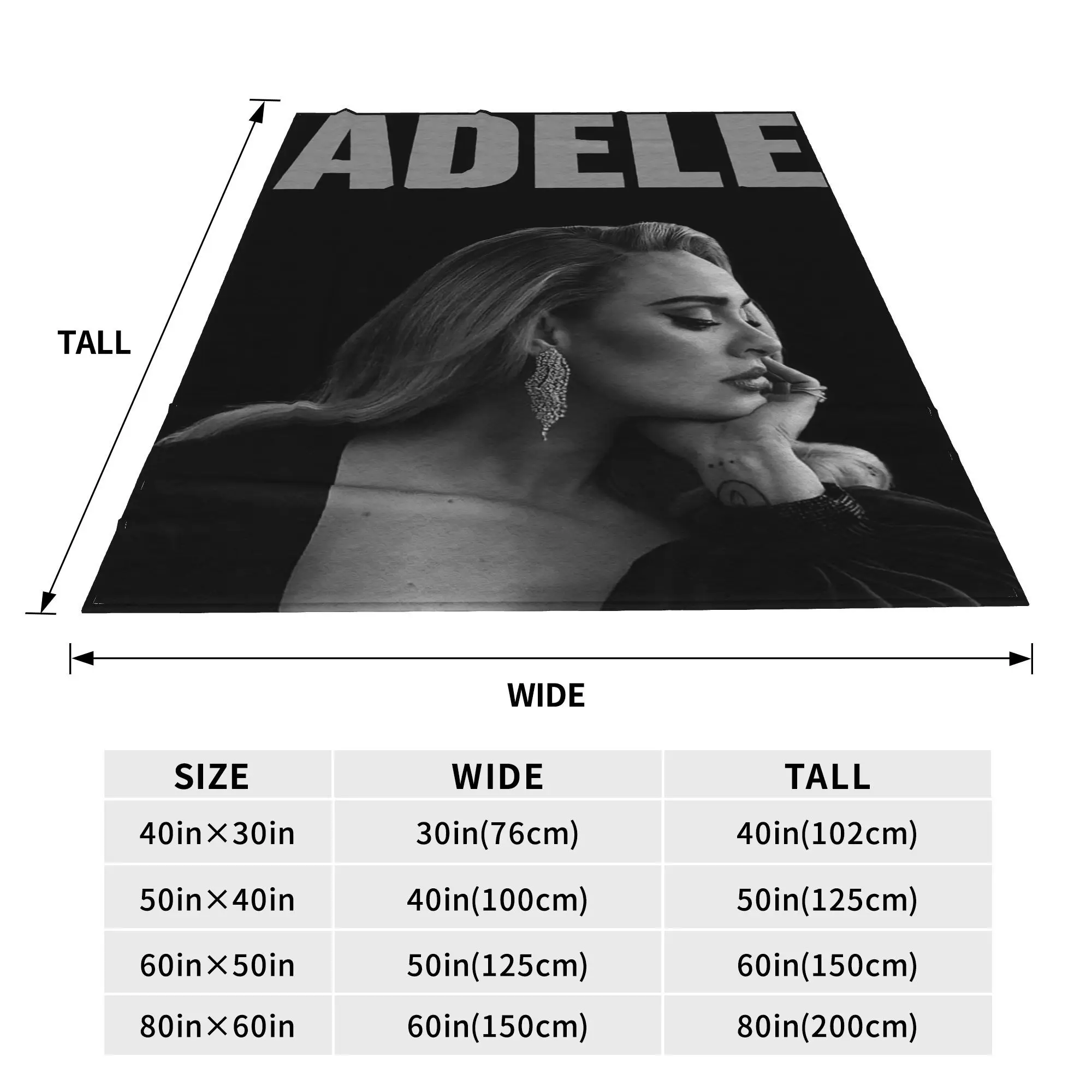 Flannel Throw Blanket Cool Singer Adele Tour 2024 Music Album Warm Plush Blankets Soft Bedspread for Bed Living room Home Travel