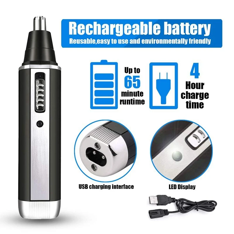 4-In-1 Nose Hair Trimmer For Men Women USB Rechargeable Nose Hair Trimmer IPX7 Waterproof Trimmer Facial Nose Clippers
