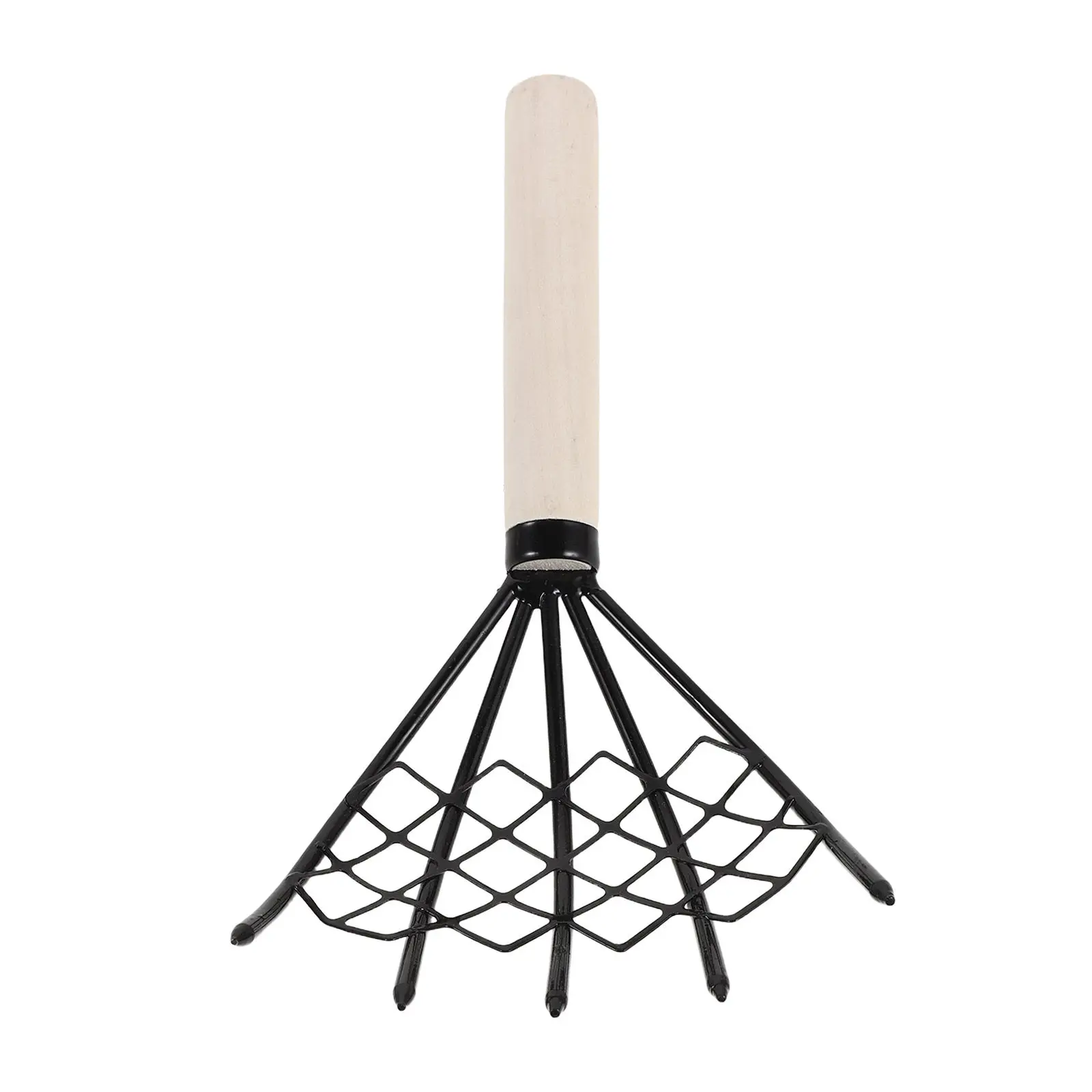 Carbon Steel Clam Digging Tool Metal Claw Rake Wooden Handle Mesh Screen 10.2x4.9x1.9in Beach Shellfish Seafood Digging Clamming