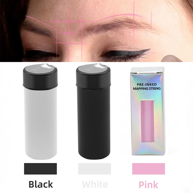 2026 Microblading Ink Line 30M Replaceable Core Pre-Inked Mapping String Ruler for Precision Eyebrow Tattoo Makeup