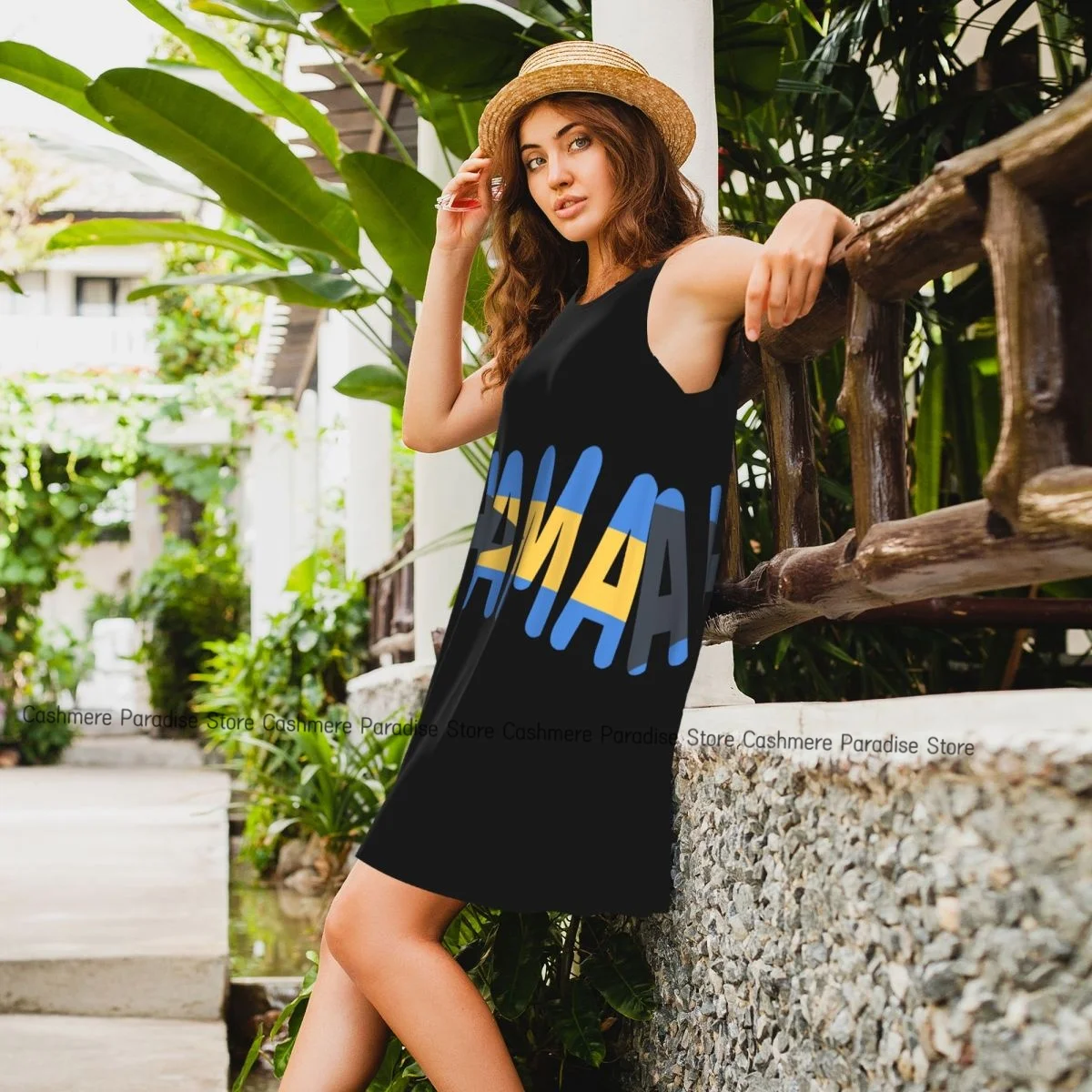 Women's Dress Bahamas Flag Summer Casual T Shirt Dresses Beach Cover up Tank Dress