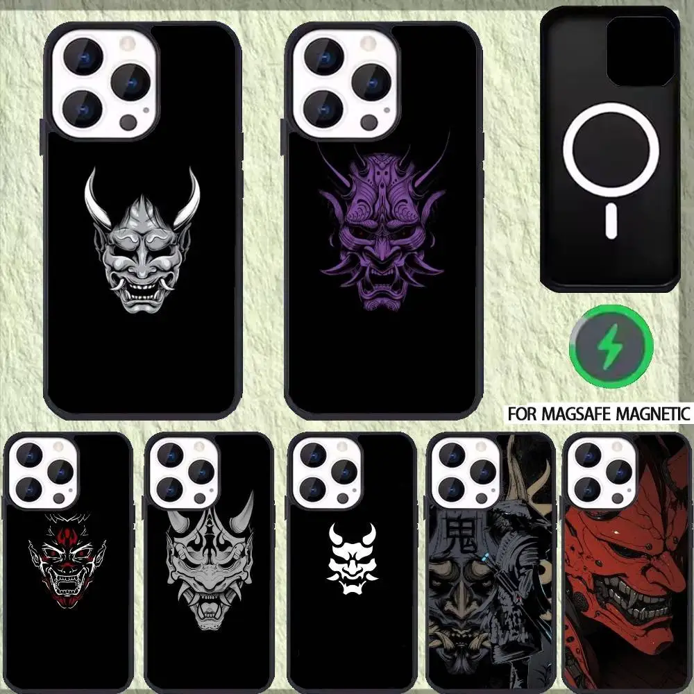 

Hannya Mask Ghost Phone Case For iPhone 17,16,15,14,13,12,Plus,Pro,Max for Magsafe Magnetic Wireless Charging