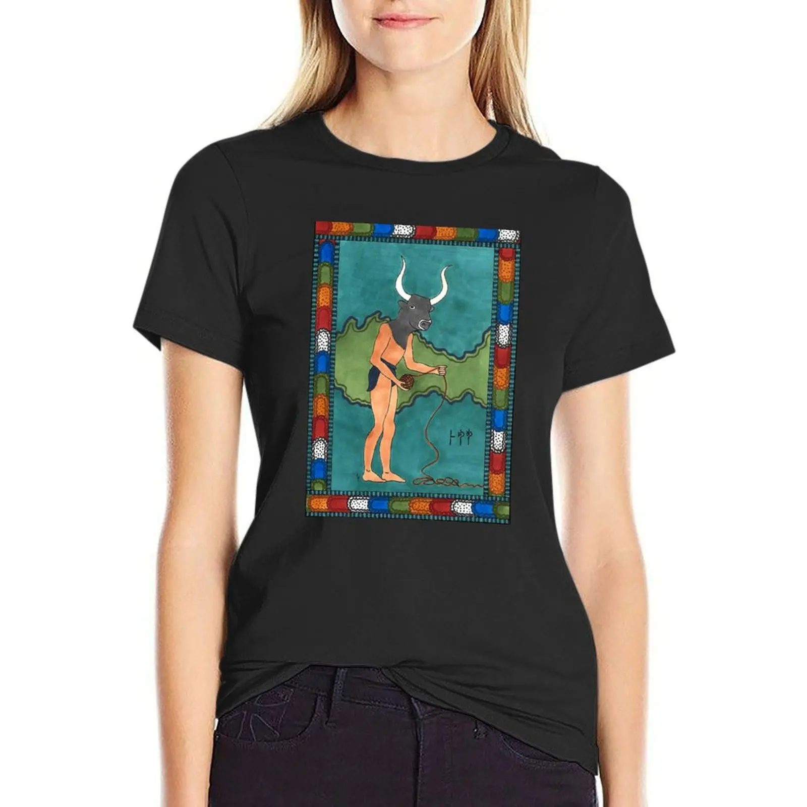 

15 The Minotaur from The Minoan Tarot T-Shirt summer top female black t-shirts for Women