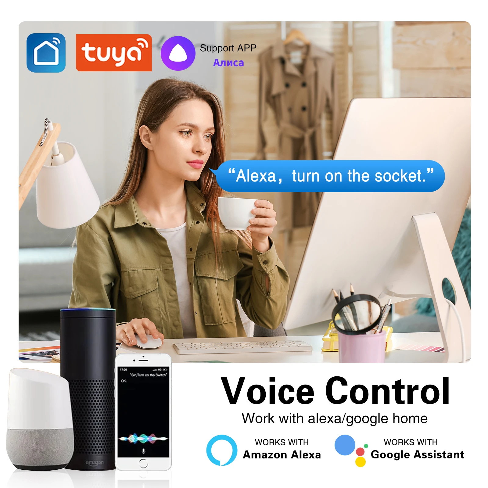Universal Socket With EU Wifi Touch Switch Glass Panel Sensor Button Work With Google Home Tuya Alexa Voice Control interruptor