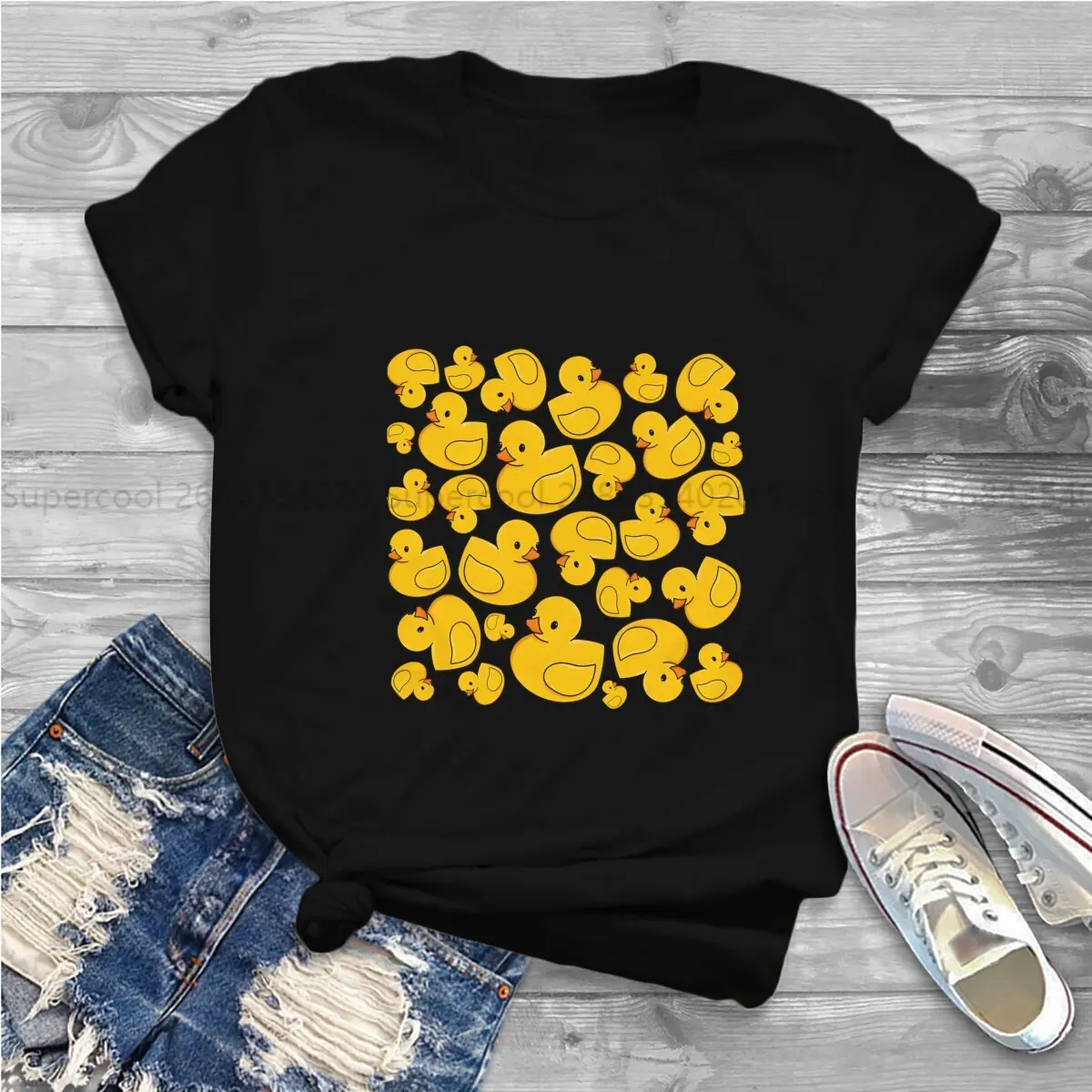 Picture 3: Pattern Casual Polyester TShirt Rubber Duck Printing Tops Leisure T Shirt Female