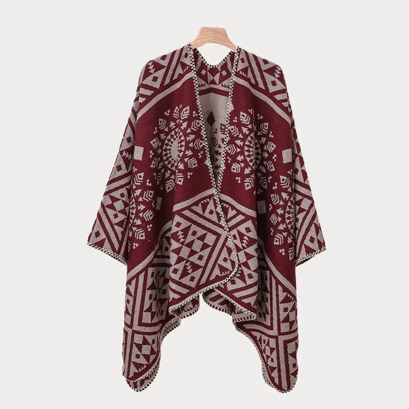 Autumn and Winter New Hooded Cape Shawl Warm Men's Hot Selling Split Cape Travel Driving Multi-purpose Poncho Siesta Cloak