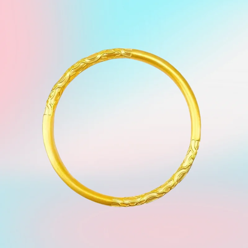 

NEW Gold shop with 999 24k real gold women's 5D gold ancient Xiangyun closed bracelet ancient French bracelet
