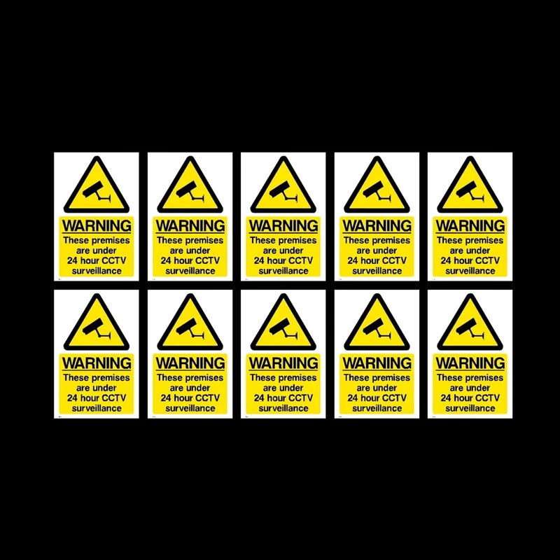 CCTV Sign, Sticker Pack of 10 - 75mm x 100mm (A7) - Security, Camera - (MISC12)