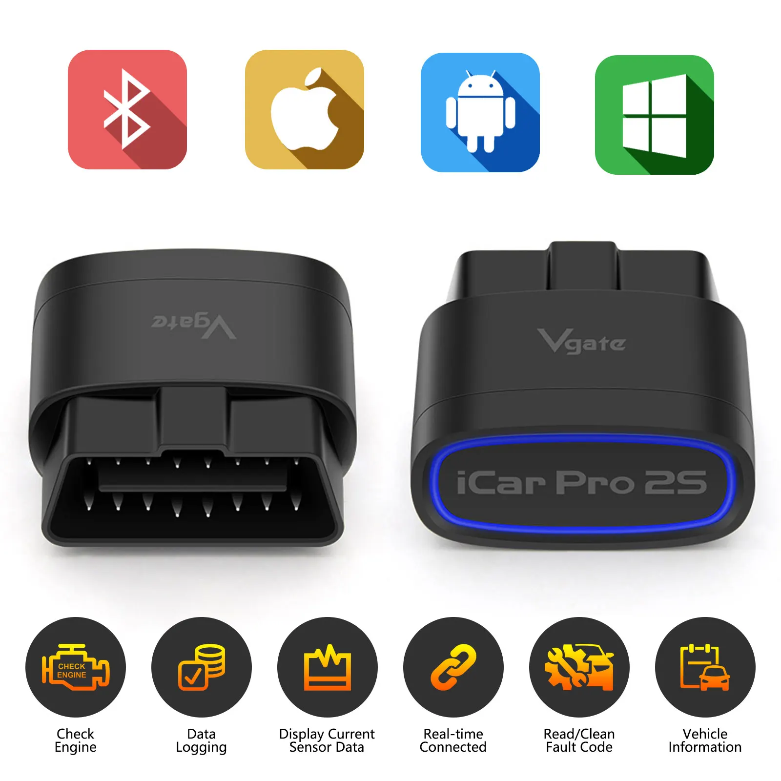 

Vgate iCar Pro 2S Auto Scanner ELM327 Bluetooth 5.3 for Android/IOS/PC OBD2 Car Diagnostic Tool elm 327 Upgraded OBD 2 V2.3