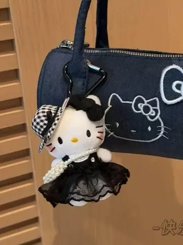 Sanrio Kawaii Hello Kitty Peripheral Pendant Doll Cute Fashion Sunglasses Kt Cat Keychain Backpack Accessories Christmas Gifts