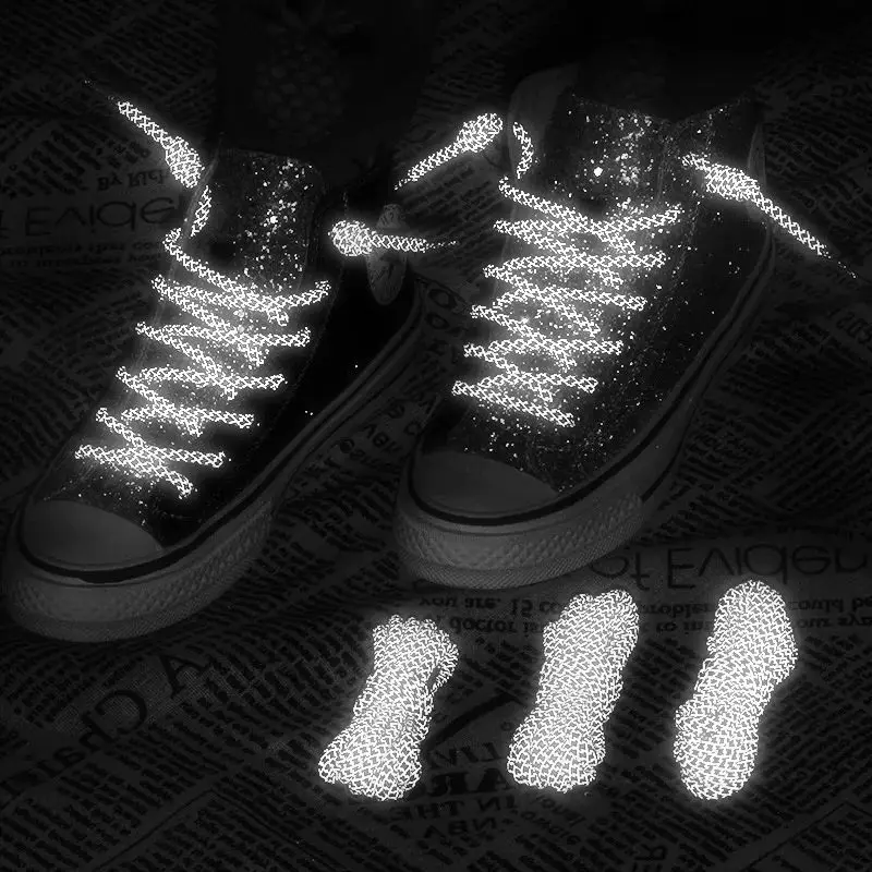 3M Reflective Round Shoelaces High Visibility Glow in The Dark Laces Durable Replacement Laces for Sneakers Boots & Sports Shoes