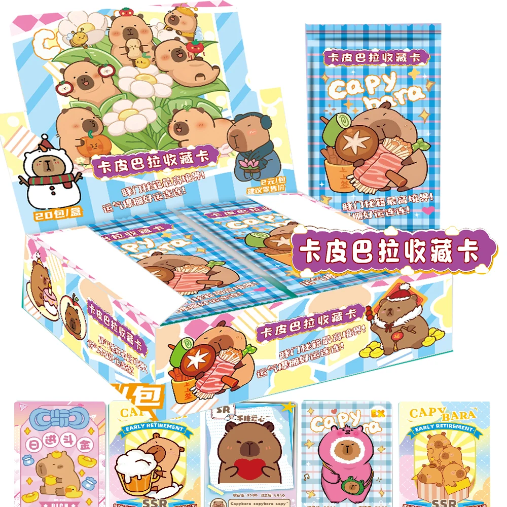 

Anime Capybara Collection Cards Cartoon Cute Randomness temperate Animal Image Periphery Cards Toys Birthday Gift For Children