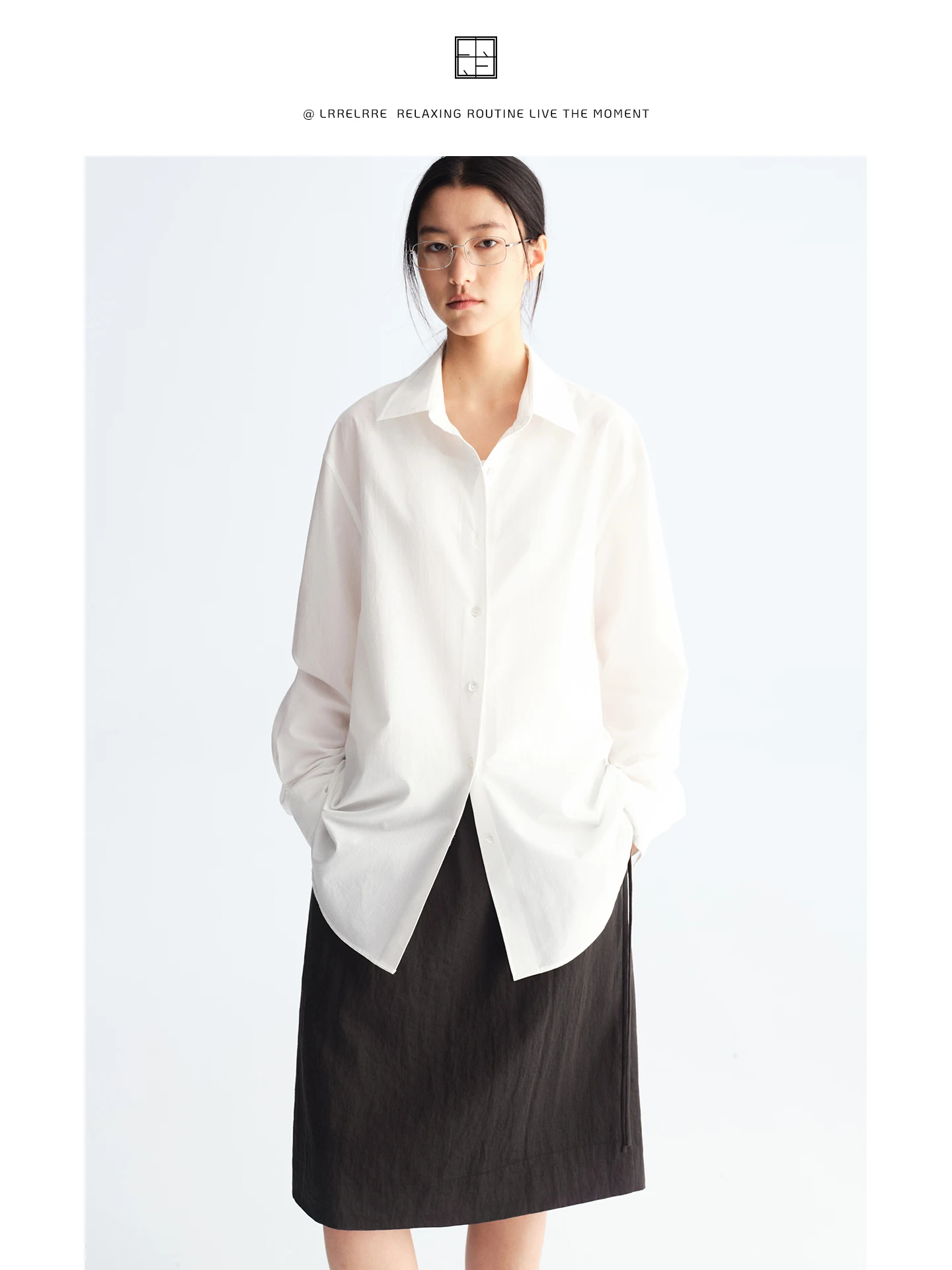 

LRRE Легкая рубашка с темными полосками и текстурой, свободного кроя, повседневная, стройнящая, с защитой от солнца, из хлопка и полиэстера, Wood Cotton...