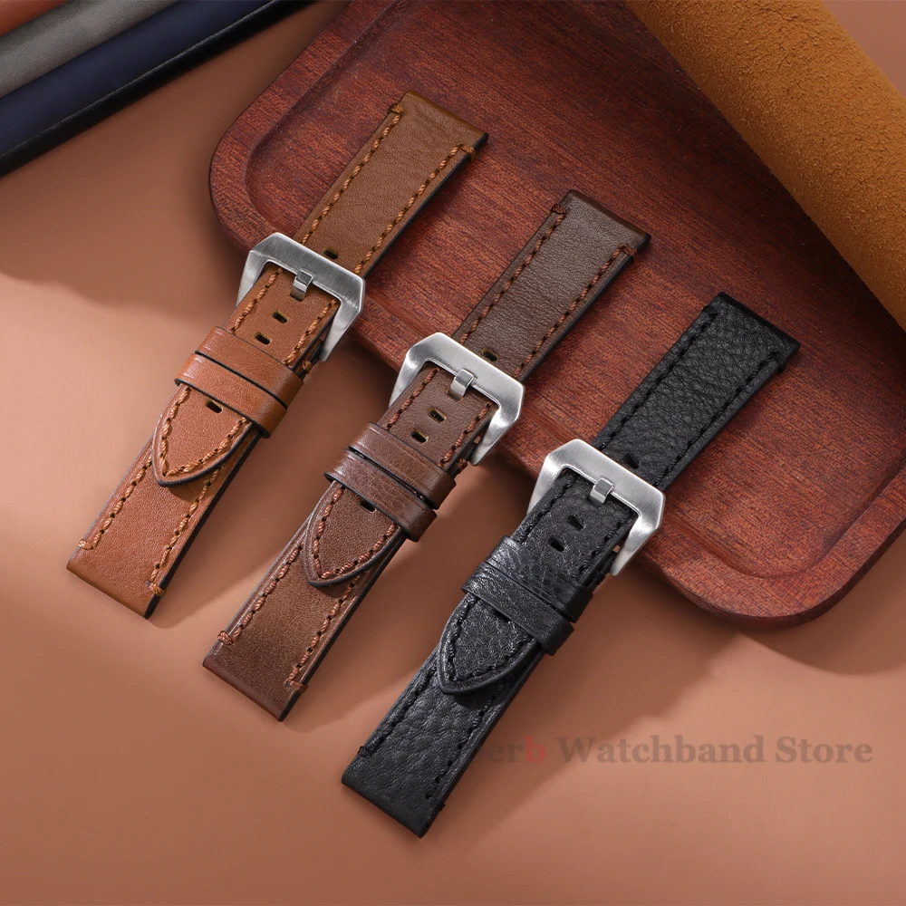 قسط خمر الجلود حزام الساعات لبانيراي 20 مللي متر 22 مللي متر 24 مللي متر الرجال الرياضة سوار لسامسونج غالاكسي ساعة 4 استبدال حزام الساعات