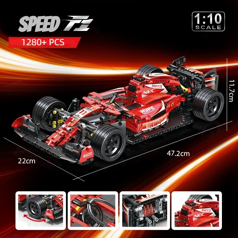 

MDXW 1:10 Scale Technical Formula F1 Racing Building Blocks Set - Kit Assembly Model Toy Perfect for Christmas & Birthday Gifts