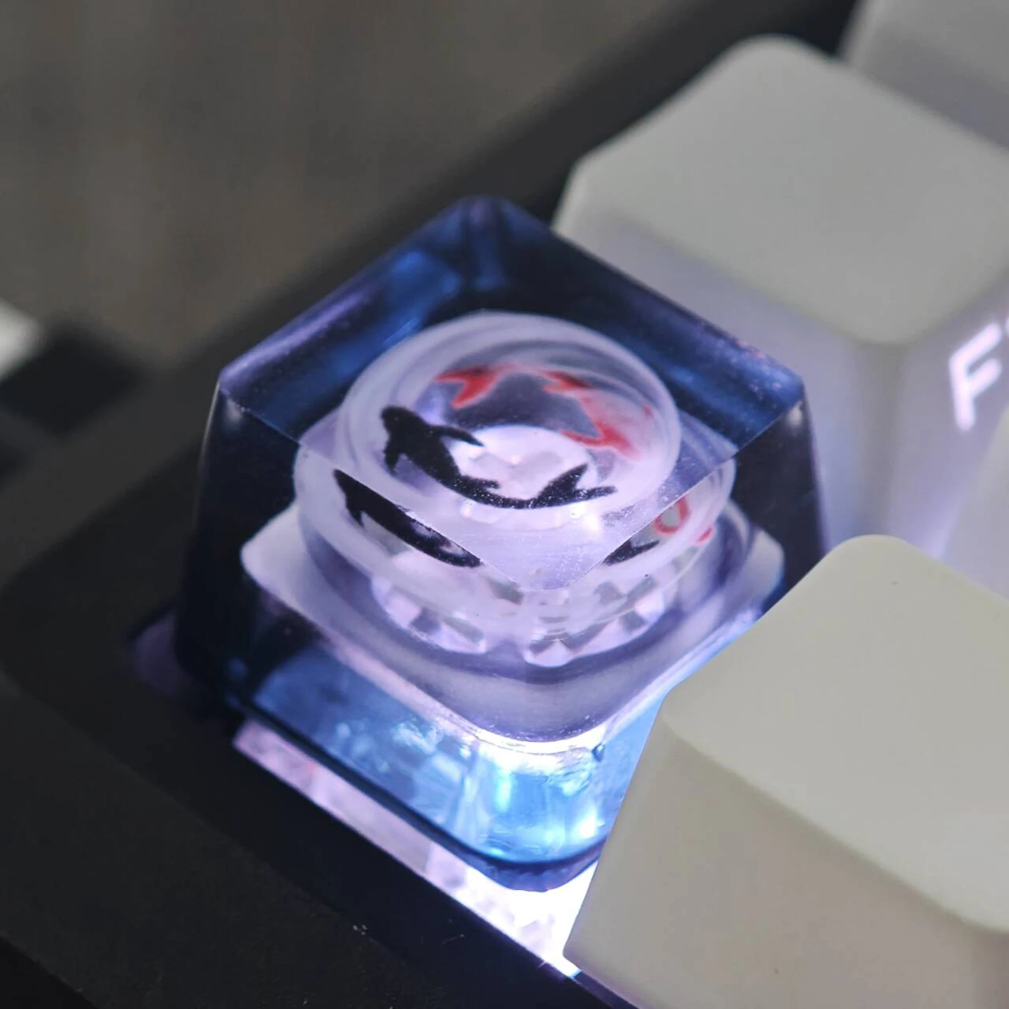 Novelty Artisan Keycap Resin  lucky koi Shine Through custom handmade Keycaps For Cherry MX Mechanical Gaming Keyboard