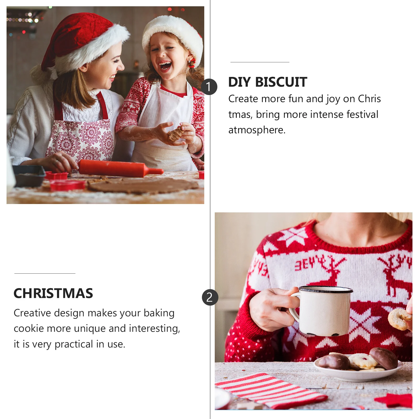 

6Pcs Xmas Cookie Stampers High Quality Silicone Biscuit Mold Creative Christmas Baking Molds Baking Accessories