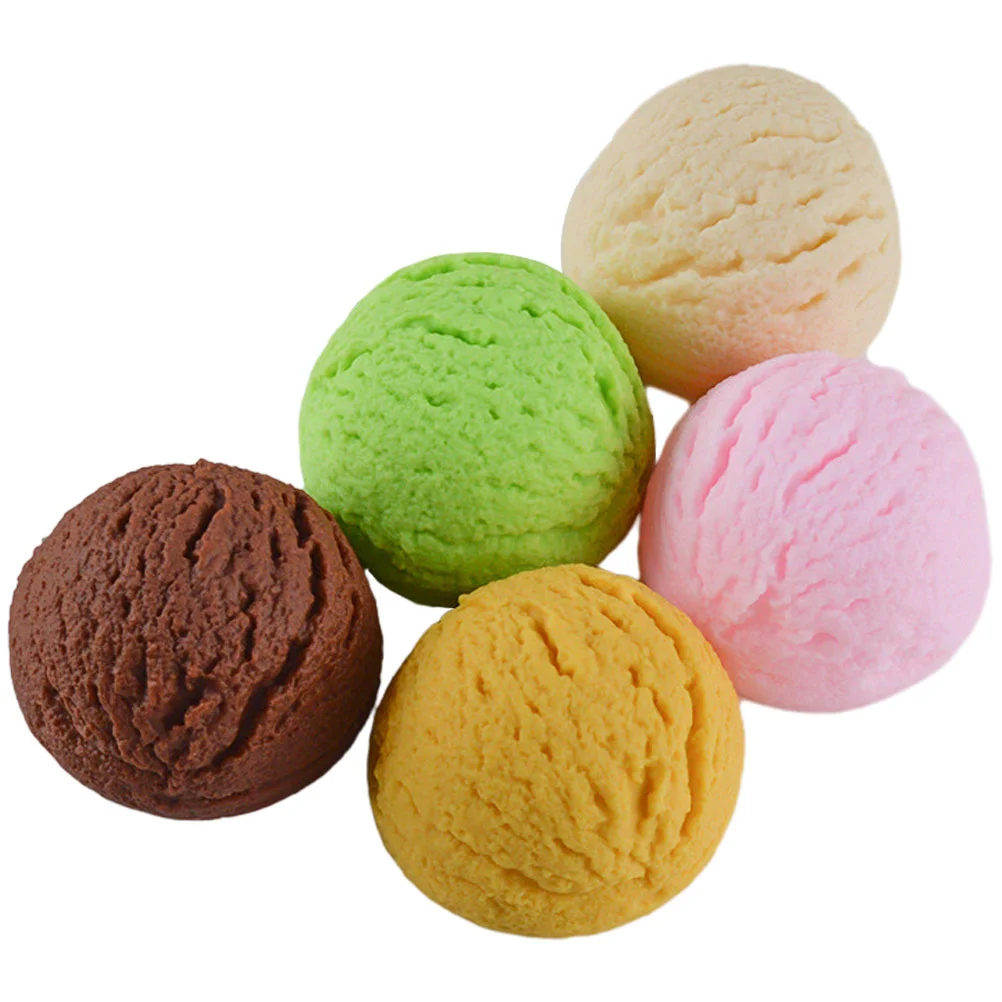 5 Pcs Simulation Ice Cream Lifelike Balls Fake Model Toy Prop Party Faux Scoop Props