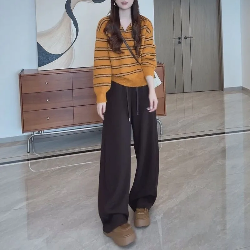 كسول نمط لينة شمعي سويتر مقلم للنساء 2025 الخريف والشتاء فضفاضة وعصرية الخامس الرقبة طويلة الأكمام تنوعا #3