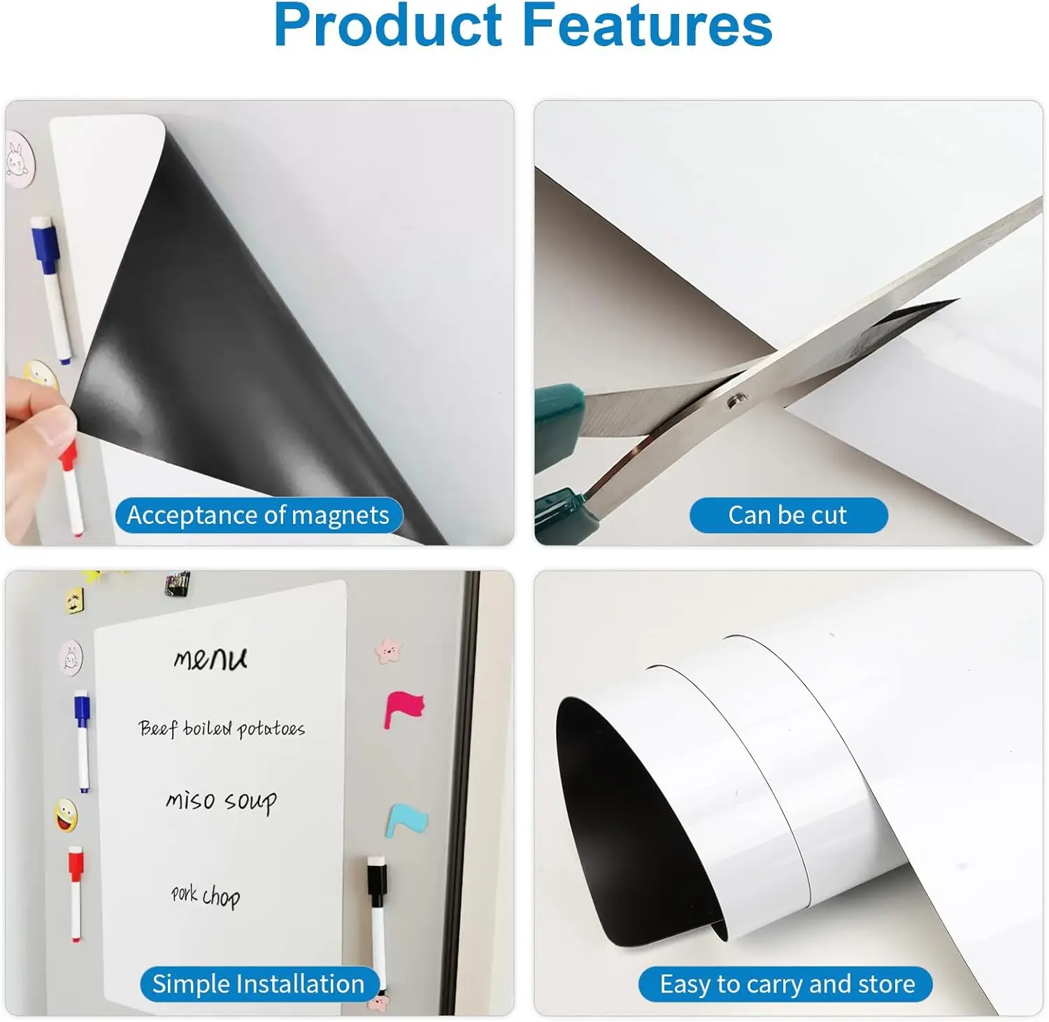 3 Pack 8" X 12" Dry Erase Whiteboard Paper with Peel And Stick Feature Small Conference Room Office Whiteboards with Marker Incl