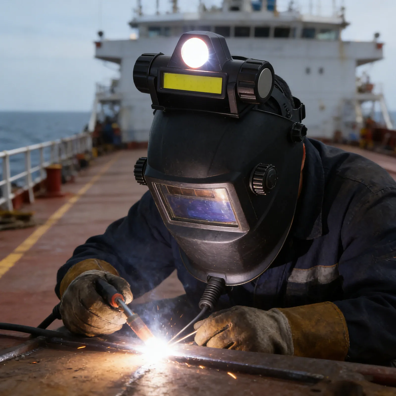 Welding Light Rechargeable Flashlight for Hard Hat Adjustable Rotating Holder Headlamp for Welding Safety