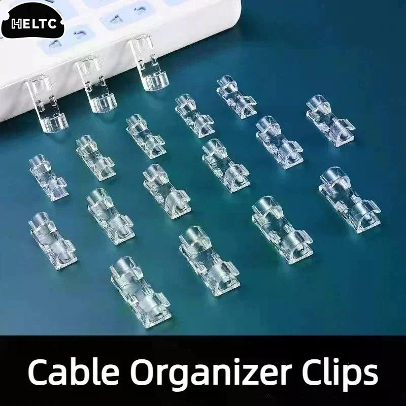 20 PCS Transparent Self Adhesive Cable Clips Strong Adhesion Easy Installation For Home Office Cable Organization