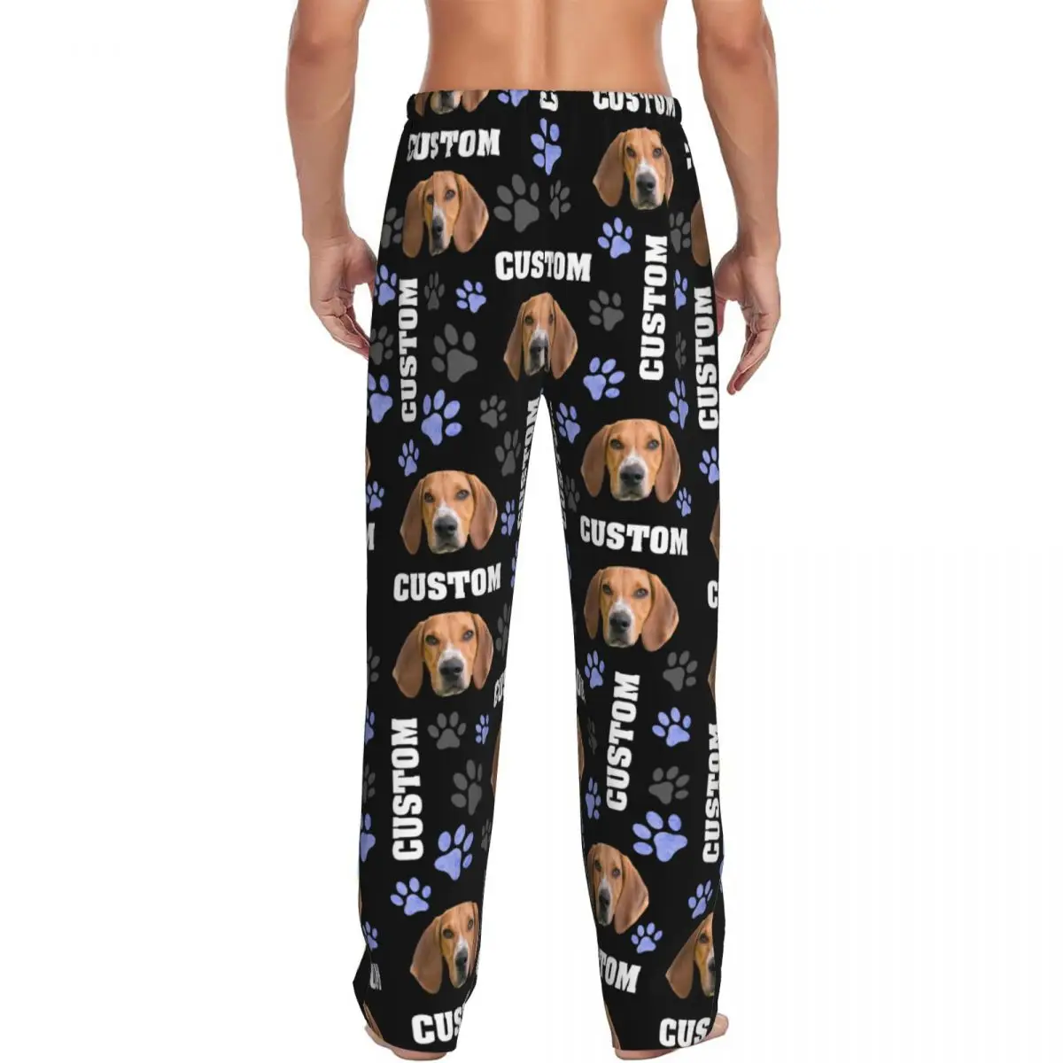 الرجال مخصص الكلب صور بنطلون بيجاما شخصية الحيوانات الأليفة صورة اسم تصميم ملابس خاصة صالة النوم قيعان مع جيوب #3