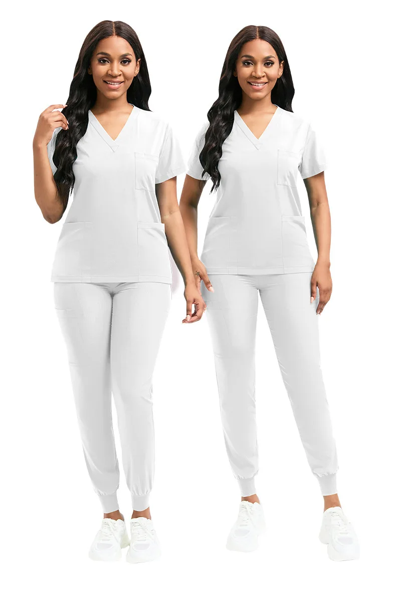 Conjuntos de uniformes médicos multicolores para mujer, ropa de trabajo para médicos, enfermeras, Tops con cuello en V, Joggers, clínica Dental, salón de belleza