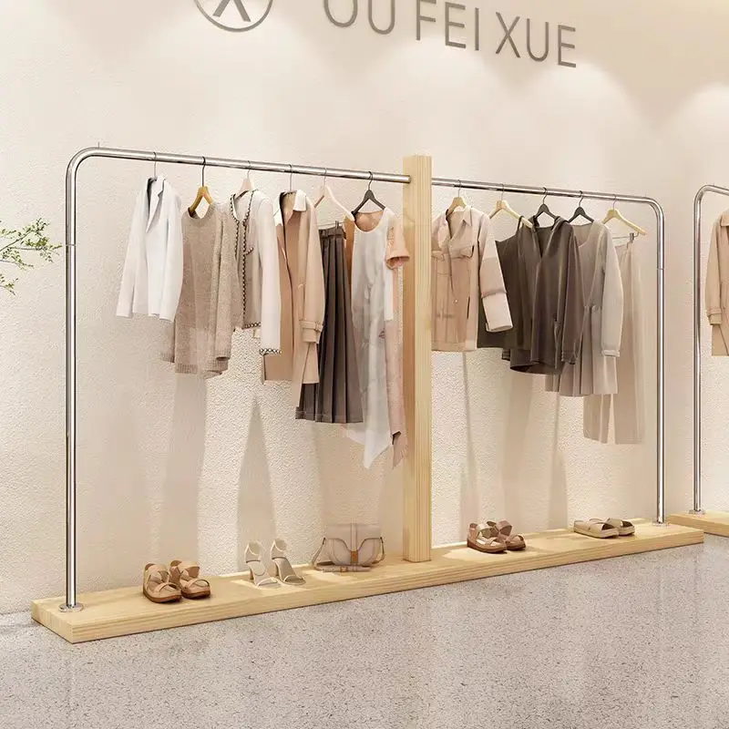 

Clothing store display rack side hanging floor-standing women's clothing store clothes