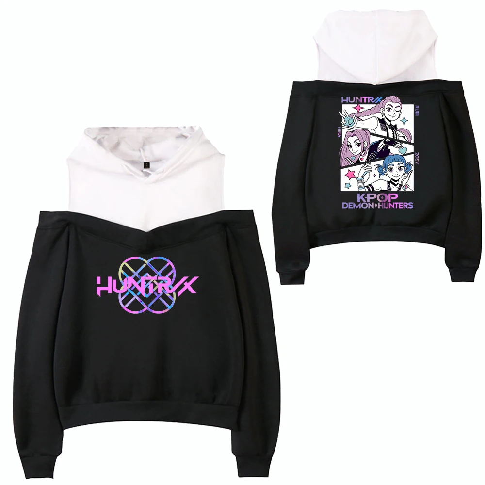 سترة بغطاء للرأس بأكمام طويلة مكشوفة الكتفين من Kpop Demon Hunters - طبقة خارجية حسية هدية عيد الميلاد لصديقتك/الأم