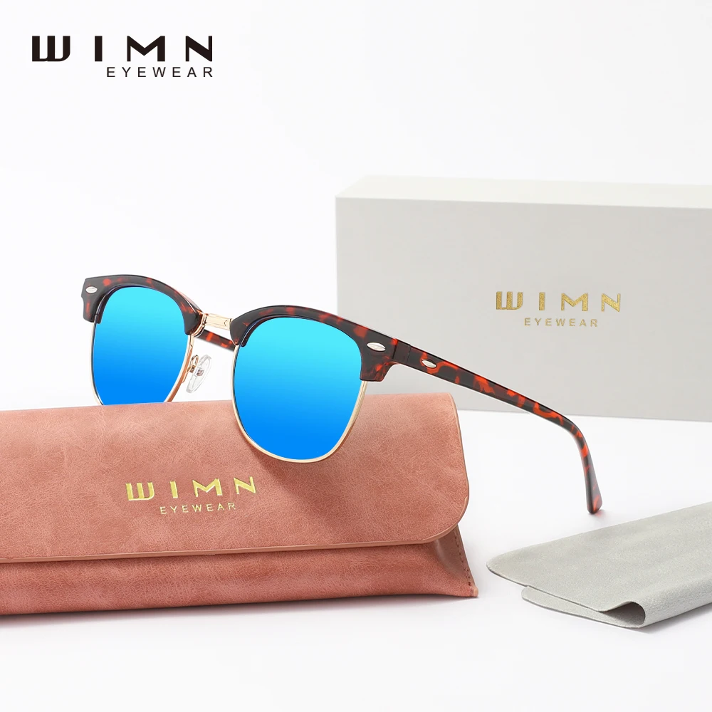 WIMN الكلاسيكية الرجال النساء المضادة للوهج النظارات الشمسية الموضة العصرية البيضاوي الإطار القيادة في الهواء الطلق السفر UV400 الاستقطاب PopularEyewear