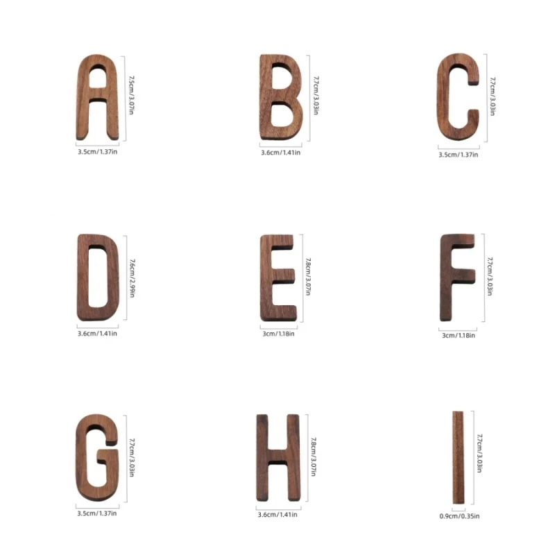 1Pcs Black Walnut Wall English Wooden Letters Numbers DIY Free Combination Wooden Decor Cafe Bar Home Decoration