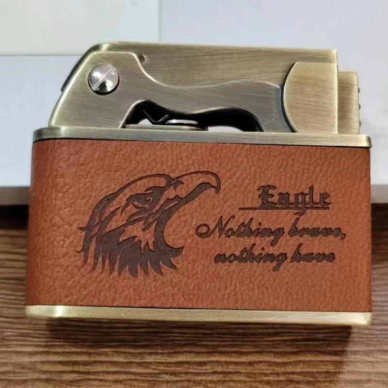 JOBON Men\'s Business Eagle Head Kerosene Lighter, Creative Personality Metal Gasoline Bronze and Silver Creative Gadgets Gifts