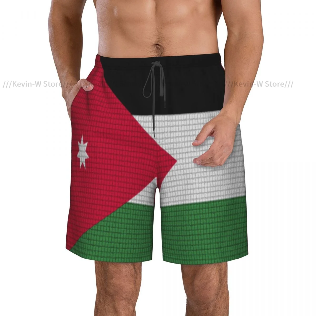 2022 Summer Men's Swimwear Shorts Flags Of Jordan With Abstract Textures Beachwear Swim Trunks Men Swimsuit