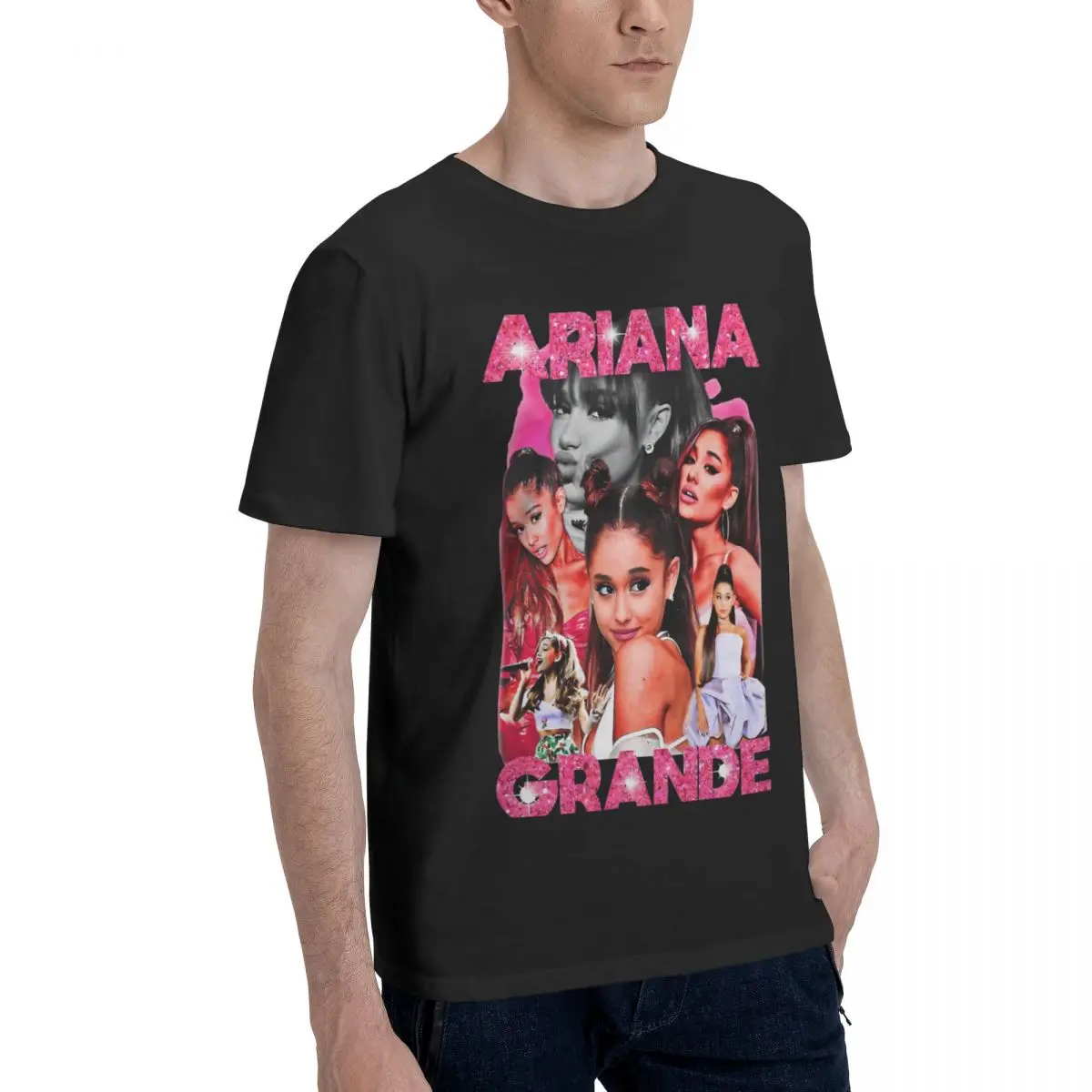 Men Ariana Grandes T Shirt Pure Cotton Tops Funny Short Sleeve Crewneck Tee Shirt Summer T-Shirts