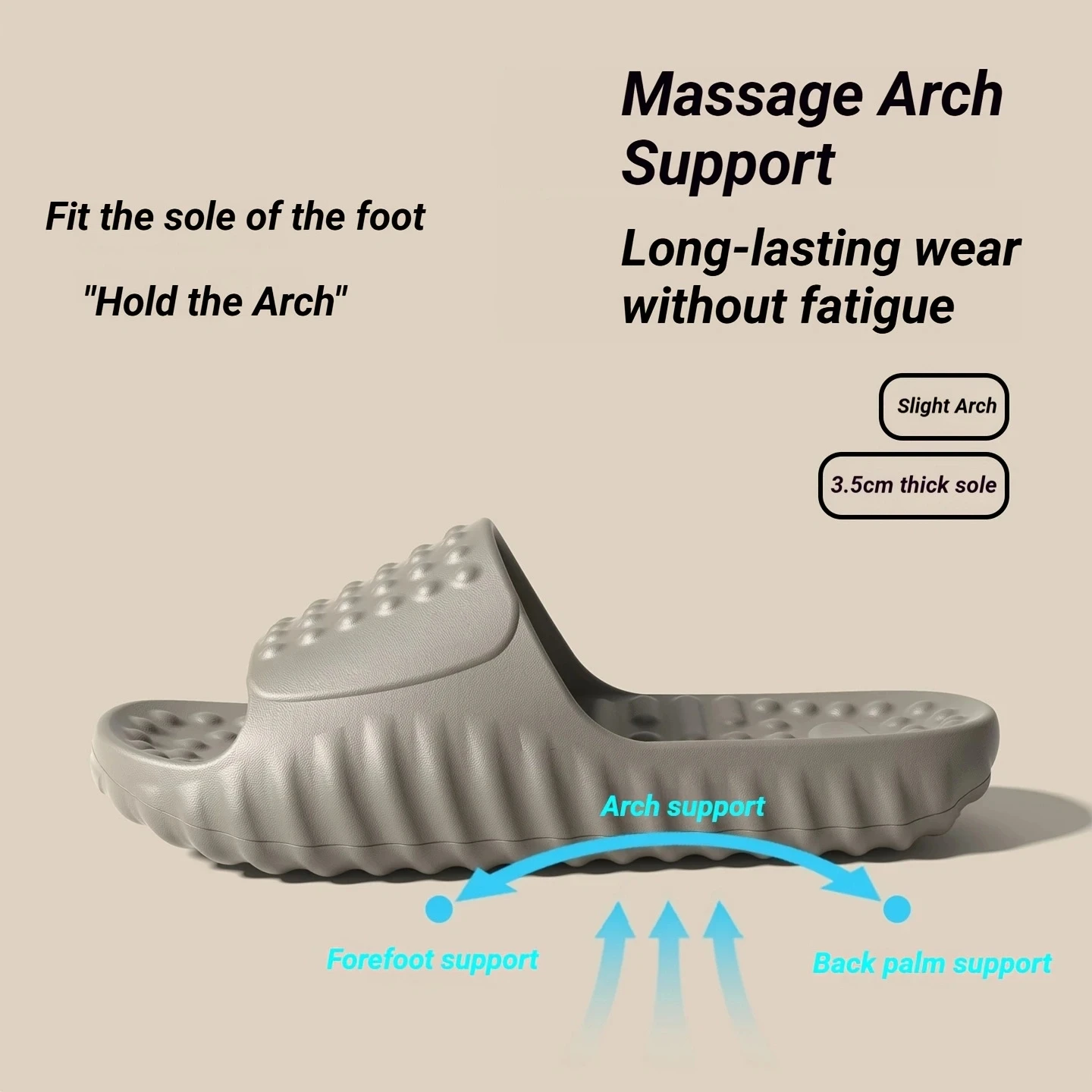 Men EVA Massage Slides Arch Support Non-slip Bathroom Slippers Summer Outdoor Beach Sandals