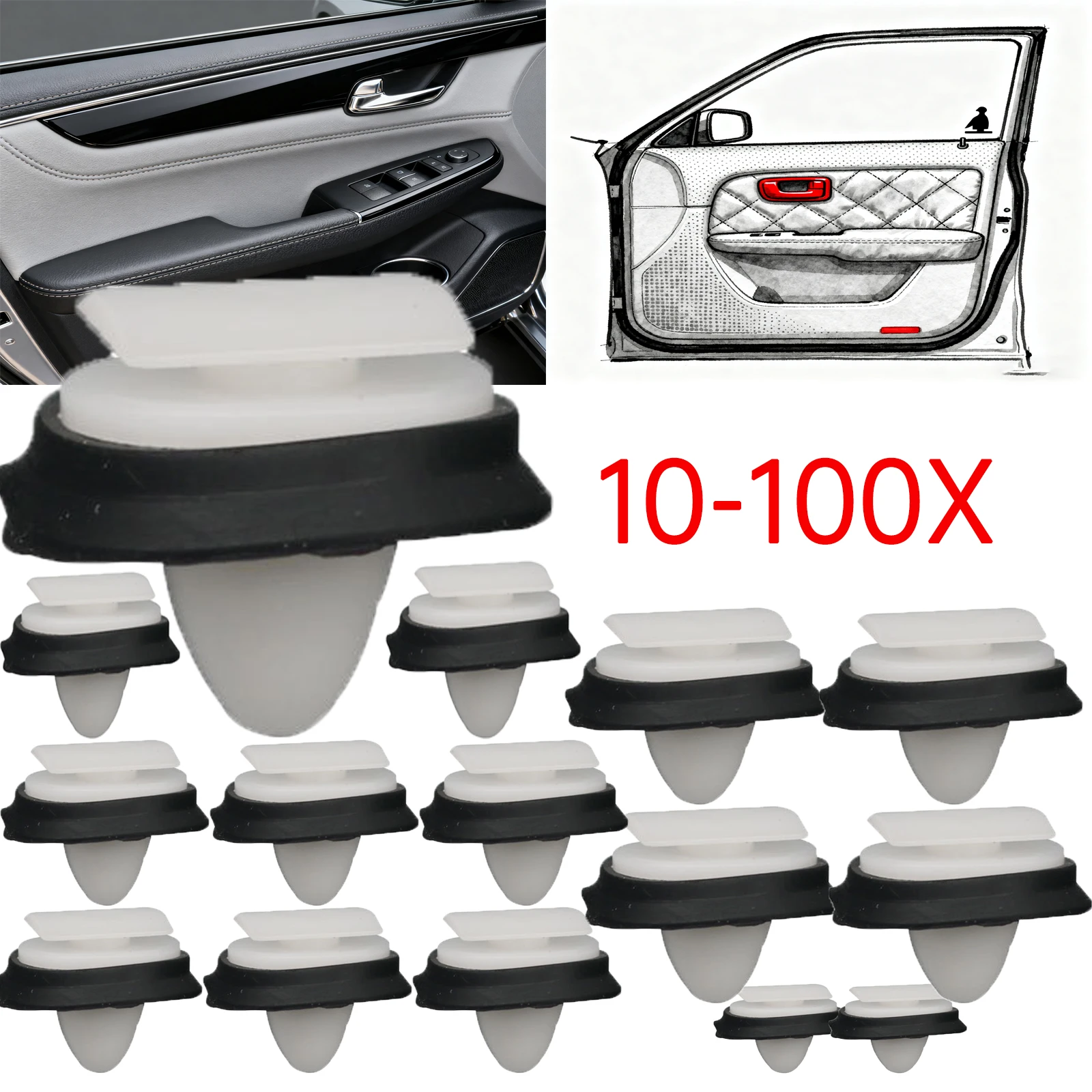 Kit de Clips de Panel embellecedor de puerta de coche 10-100X, tira de moldura lateral para carrocería Exterior, sujetador para Citroen JUMPER Fiat Ducato Peugeot Boxer