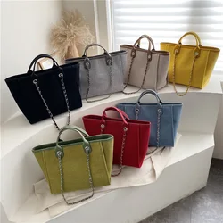 Women Chain Tote Bag Designer Female Shoulder Casual Bags Beach Canvas Leisure Handbags Womens Bag 2023Trend Medium High Quality