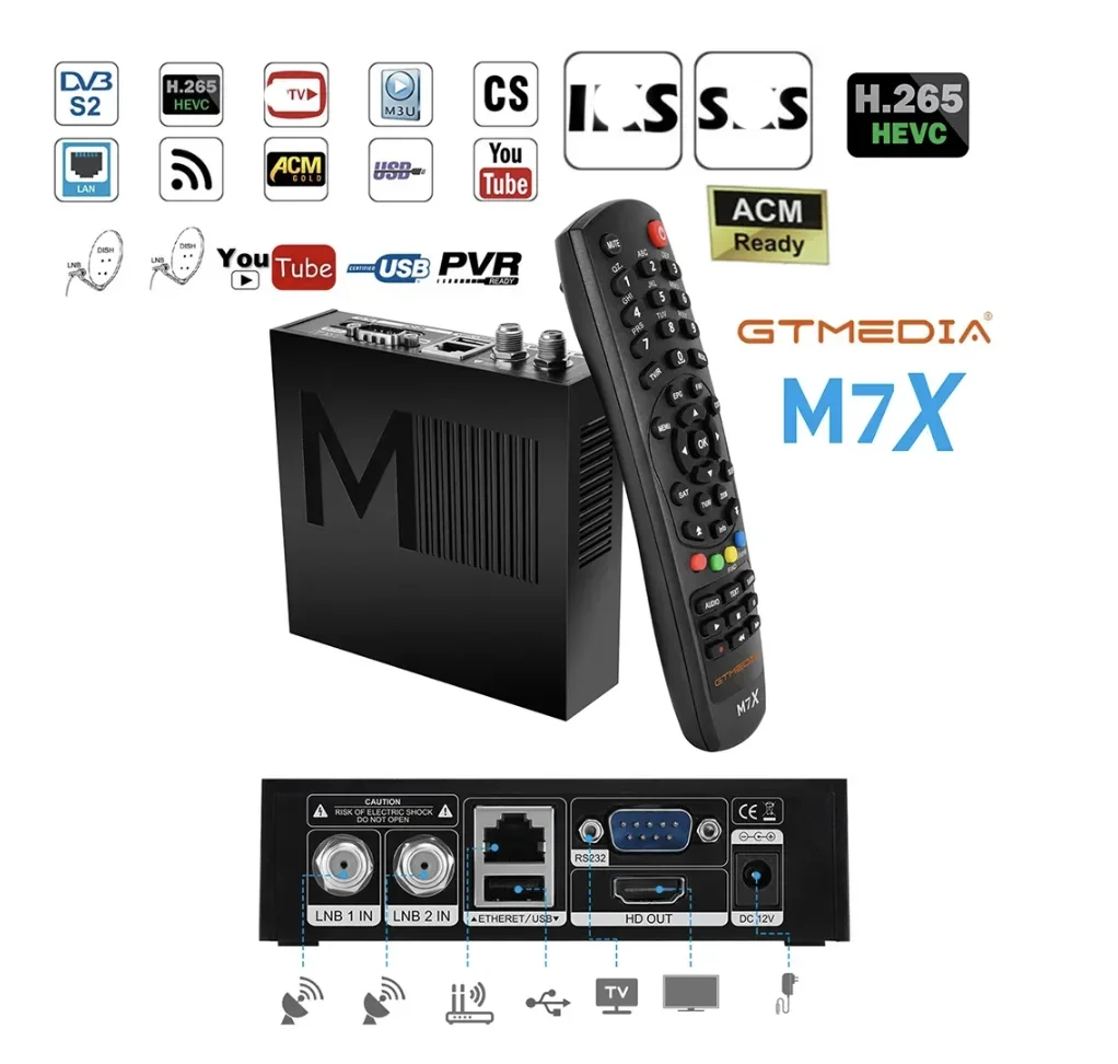 Genuine GTMEDIA M7X DVB-S2 SKS/IKS/CS/M3U Set Top Box: 1080P Full HD TV Decoder, 70.0°W Satellite TV Receiver