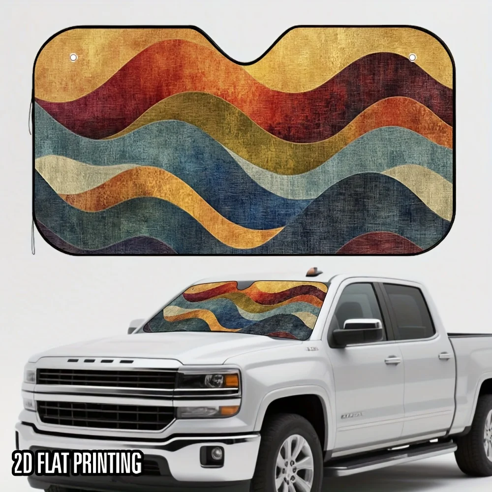 One Piece Of A Two-Dimensional Flat Color Ripple Flow Print Sunshade For – Fashionable And Collapsible, It Helps Maintain A Cool